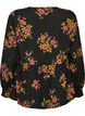 Langermet bluse med blomstertrykk, Svart, Packshot image number 1