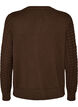 Flettestrikket cardigan med gullfargede knapper, Brun, Packshot image number 1