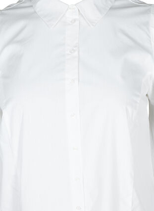 Bomullsskjorte med 3/4-puffermer, Bright White, Packshot image number 2