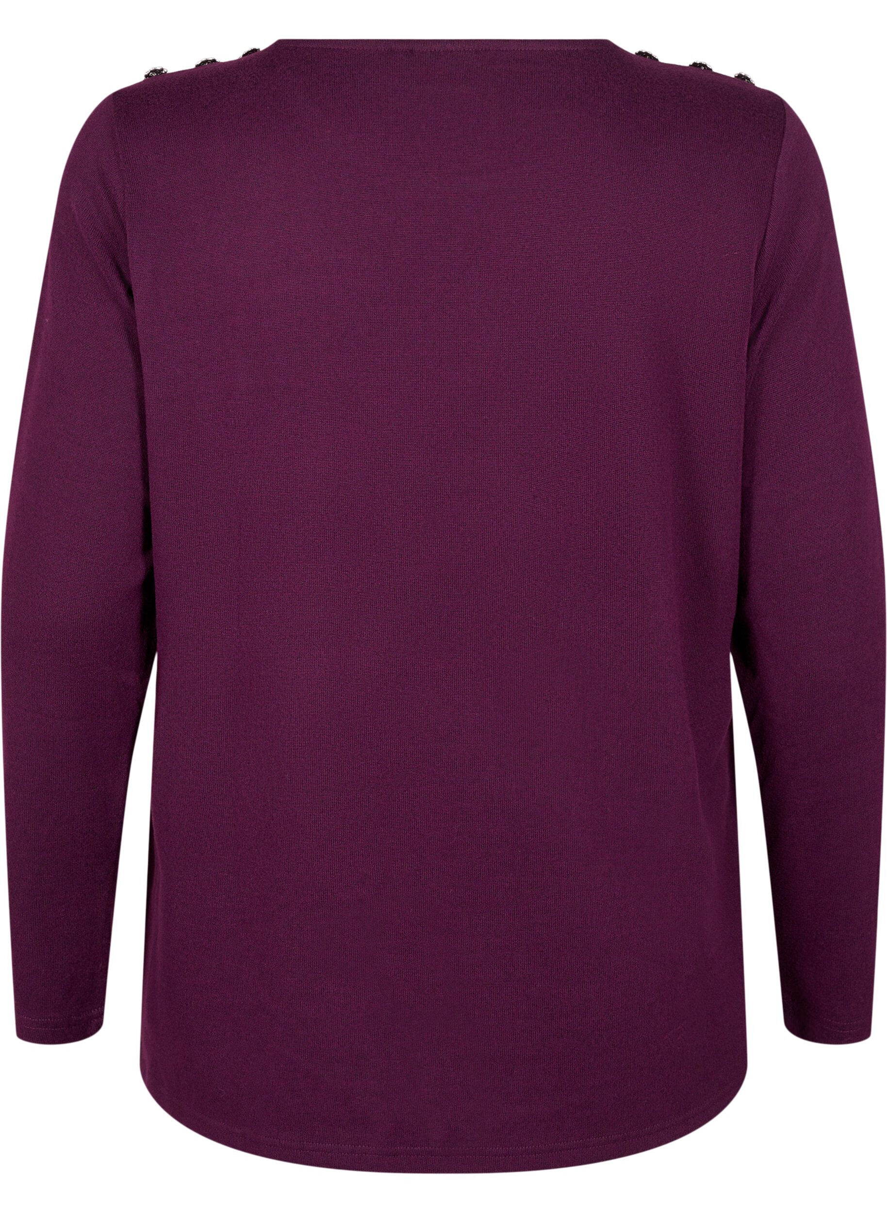ZizziBluse med dekorative knapper, Lilla, Packshot image number 1
