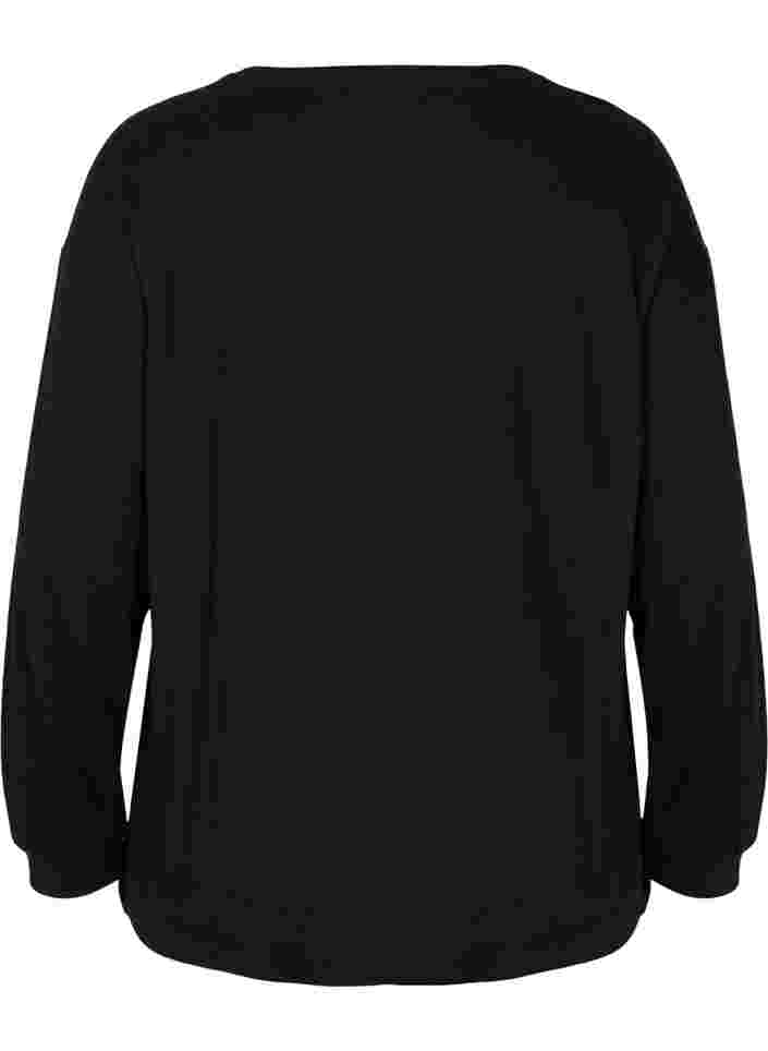 Langermet bluse med glitter, Black, Packshot image number 1