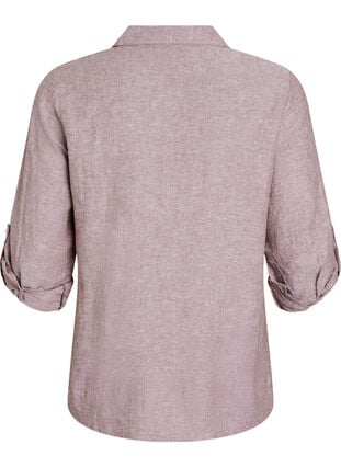 Zizzi Skjorte i lin og viskose med 3/4 ermer, Brun, Packshot image number 1
