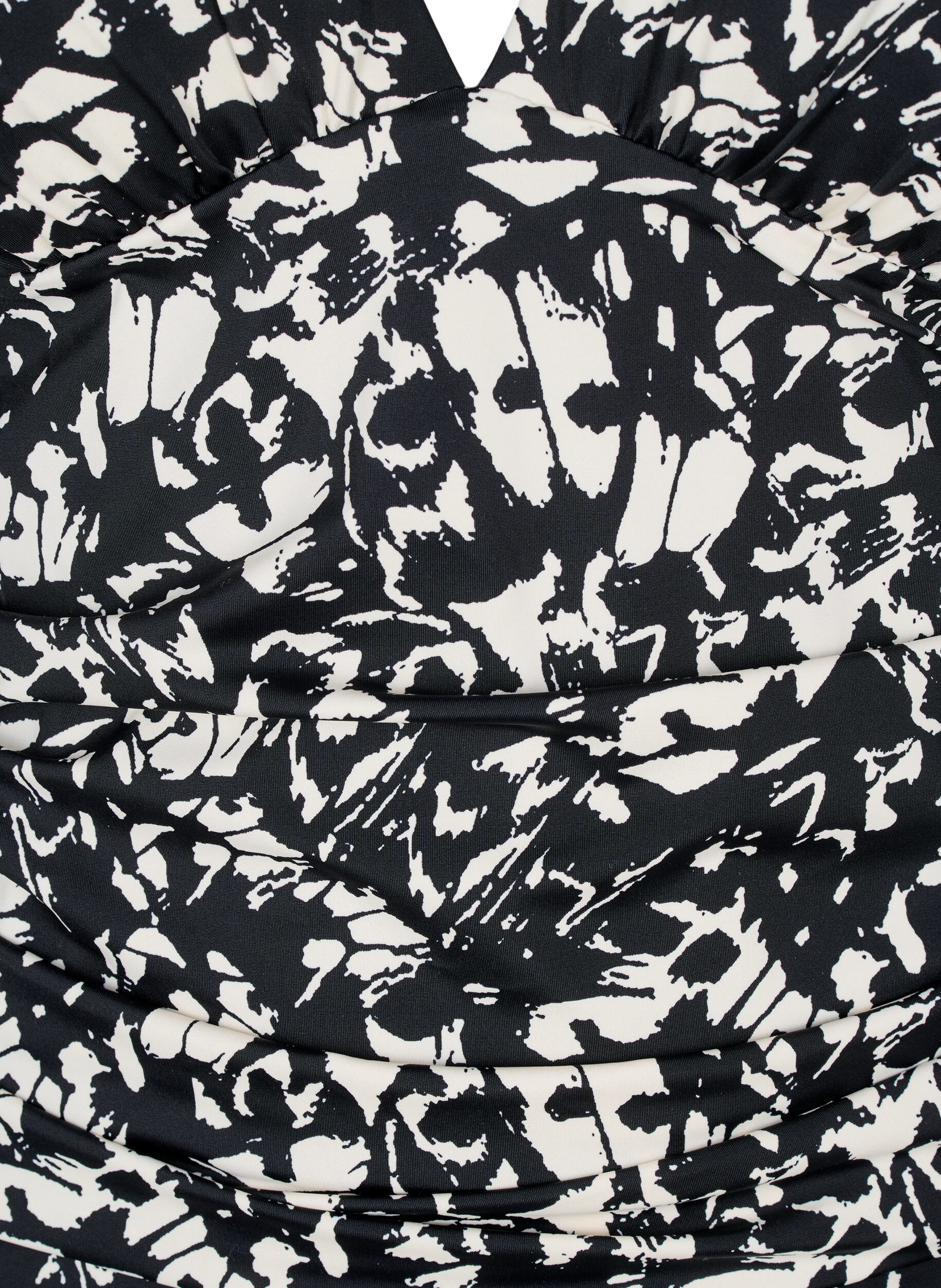 Zizzi M&oslash;nstret badedrakt med dyp V-hals, Svart, Packshot image number 2