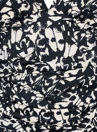 Zizzi Mønstret badedrakt med dyp V-hals, Svart, Packshot image number 2