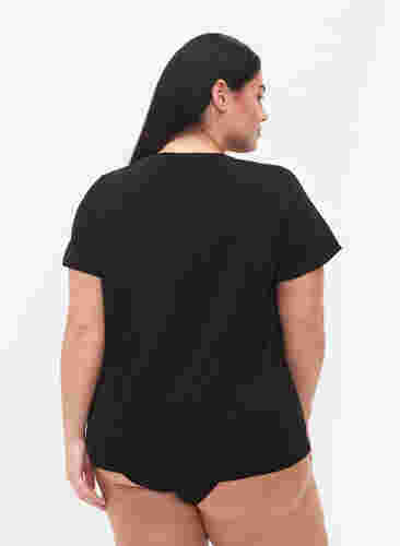 T-skjorte i bomull med trykk og korte ermer, Black Take The Time, Model image number 1