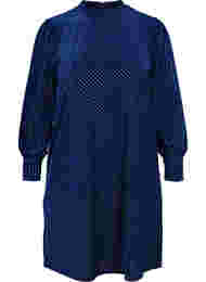 Strukturmønstret kjole i velur, Evening Blue