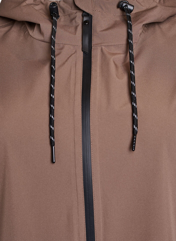 Regnjakke med lommer og hette, Brun, Packshot image number 2