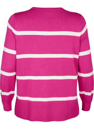 Zizzi Strikket viskosebluse med striper, Rosa, Packshot image number 1
