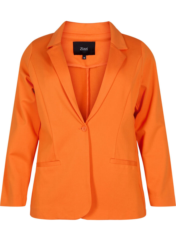 Enkel blazer med knapp og pyntelommer, Mandarin Orange, Packshot image number 0