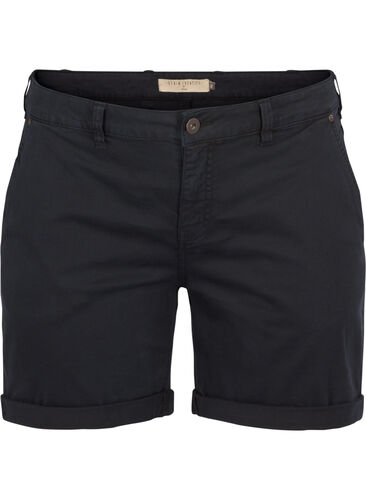 Regular fit shorts i bomull, Black, Packshot image number 0