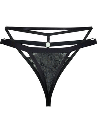 Zizzi G-streng med string og blonder, Black, Packshot image number 1