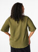Viskosebluse med V-hals og broderidetaljer, Grønn, Model image number 2