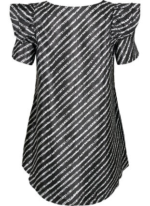 Zizzi Stripete tunika med frynser, Black/White Stripes, Packshot image number 1