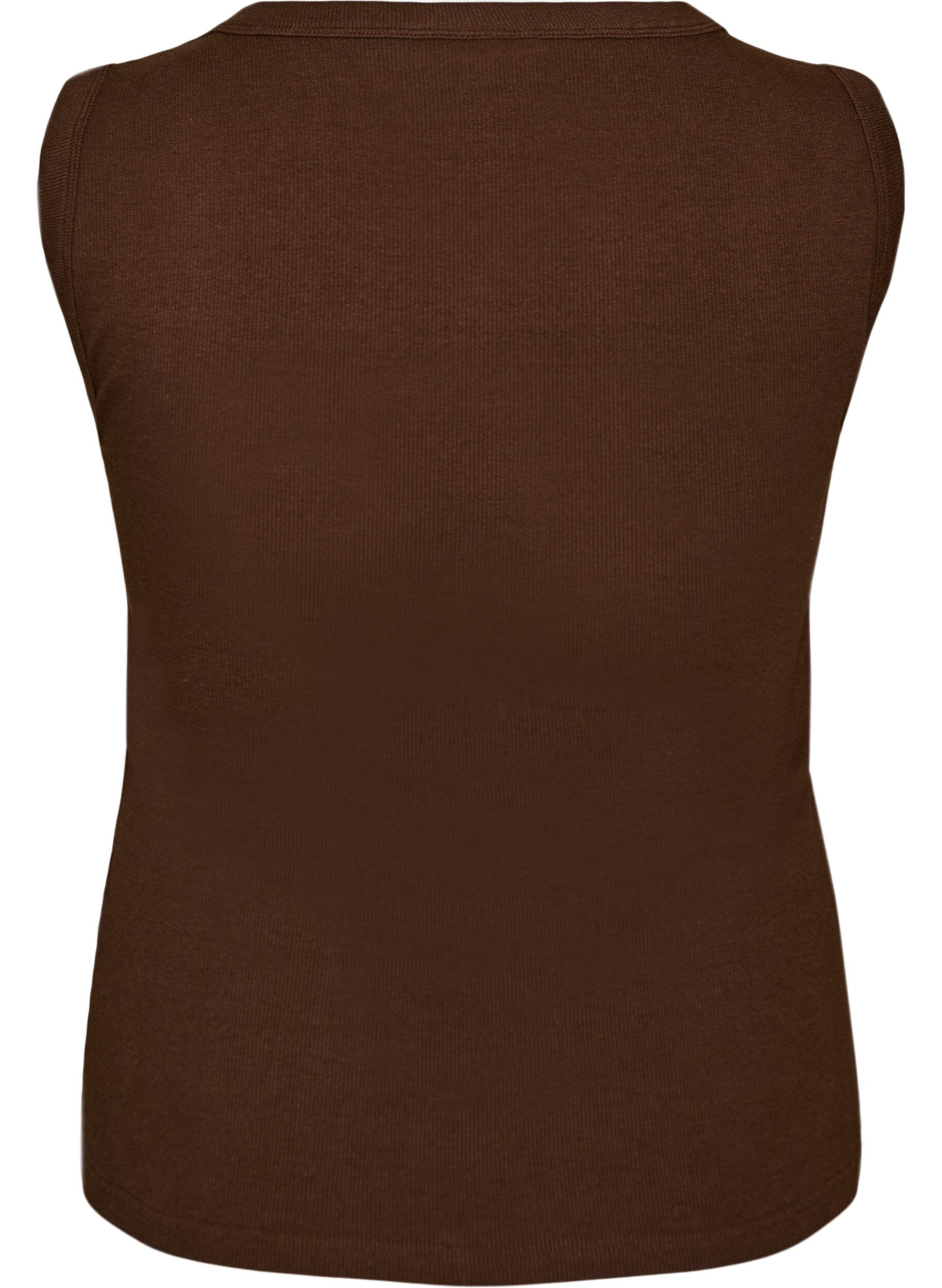 ZizziRibbet topp med firkantet halslinje, Brun, Packshot image number 1