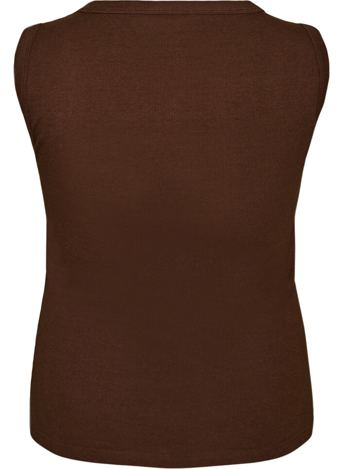 Ribbet topp med firkantet halslinje, Brun, Packshot image number 1