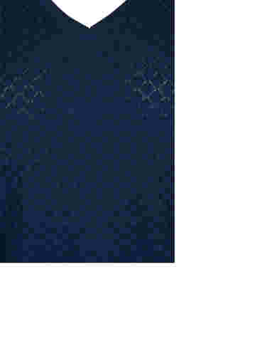 Mønstrete strikkegenser med V-hals, Navy Blazer, Packshot image number 2