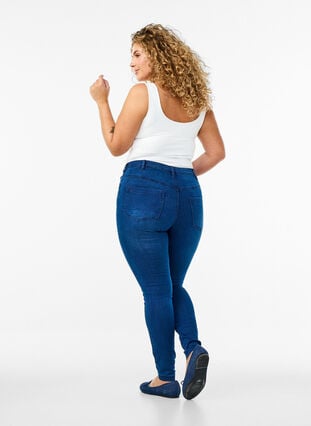 Zizzi Super slim Amy jeans med høyt liv, Blue Denim, Model image number 1