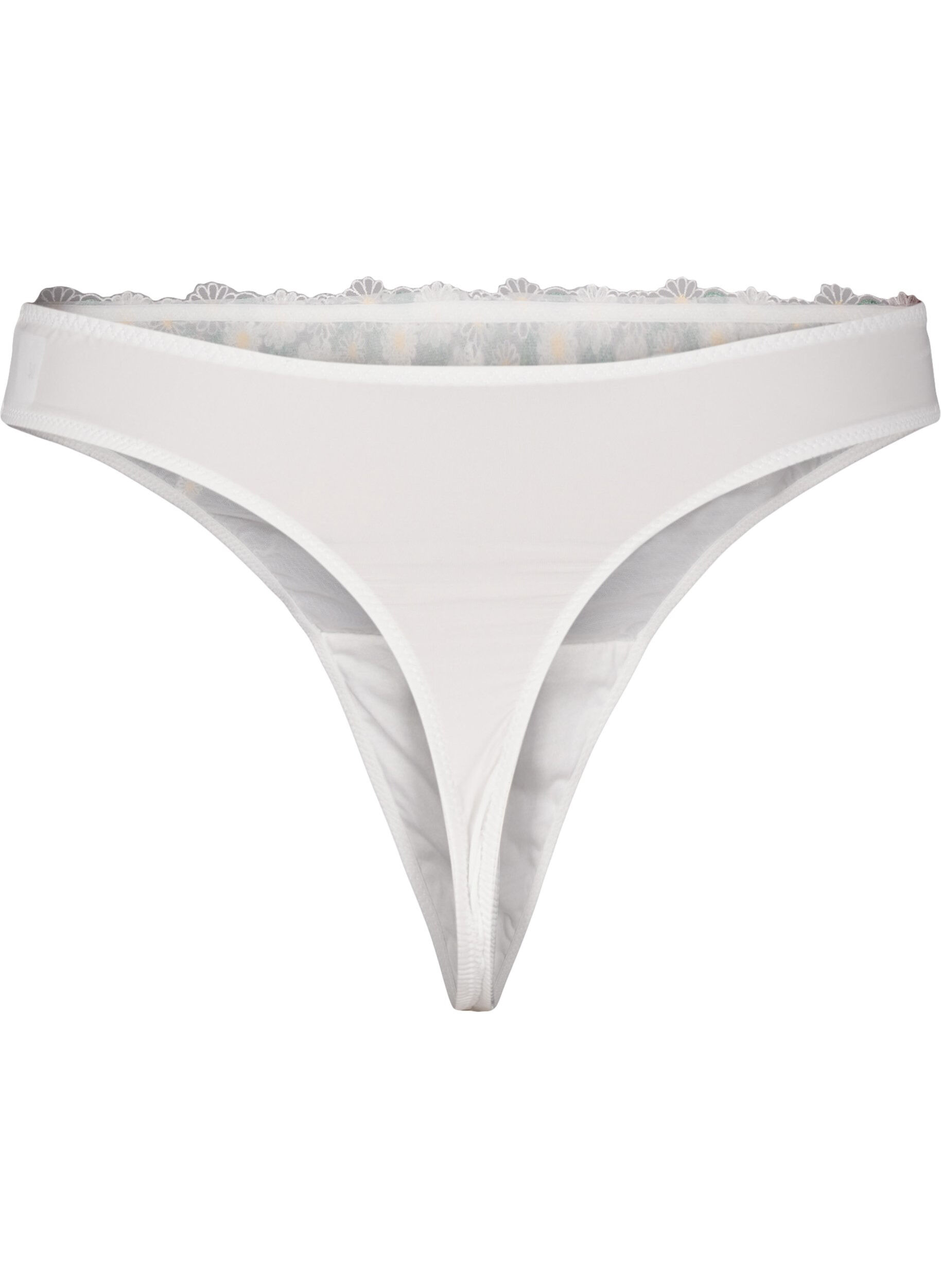 Zizzi Mesh-string med tusenfryd-broderi, Hvit, Packshot image number 1