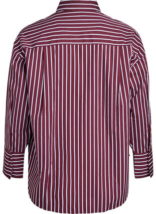 Zizzi Loose fit skjorte med striper og en brystlomme, Mørk Bordeaux, Packshot image number 1