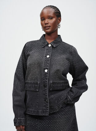 Zizzi Denim med steindetaljer, , Model