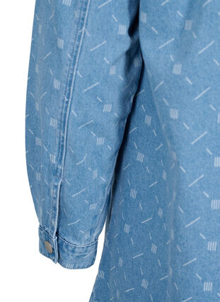 Denim skjorte med mønster, Light blue denim, Packshot image number 3