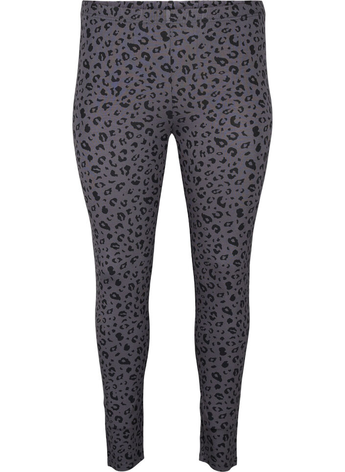 Viskose leggings med leopardmønster, Grå, Packshot image number 0