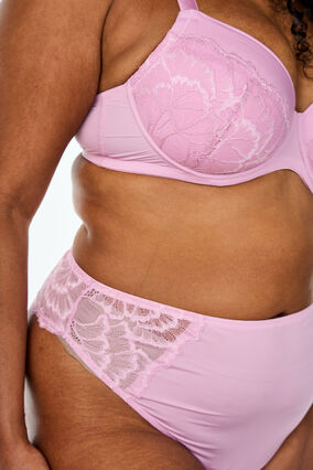 Zizzi G-streng med blonder og mikrofiber, Rosa, Model image number 2