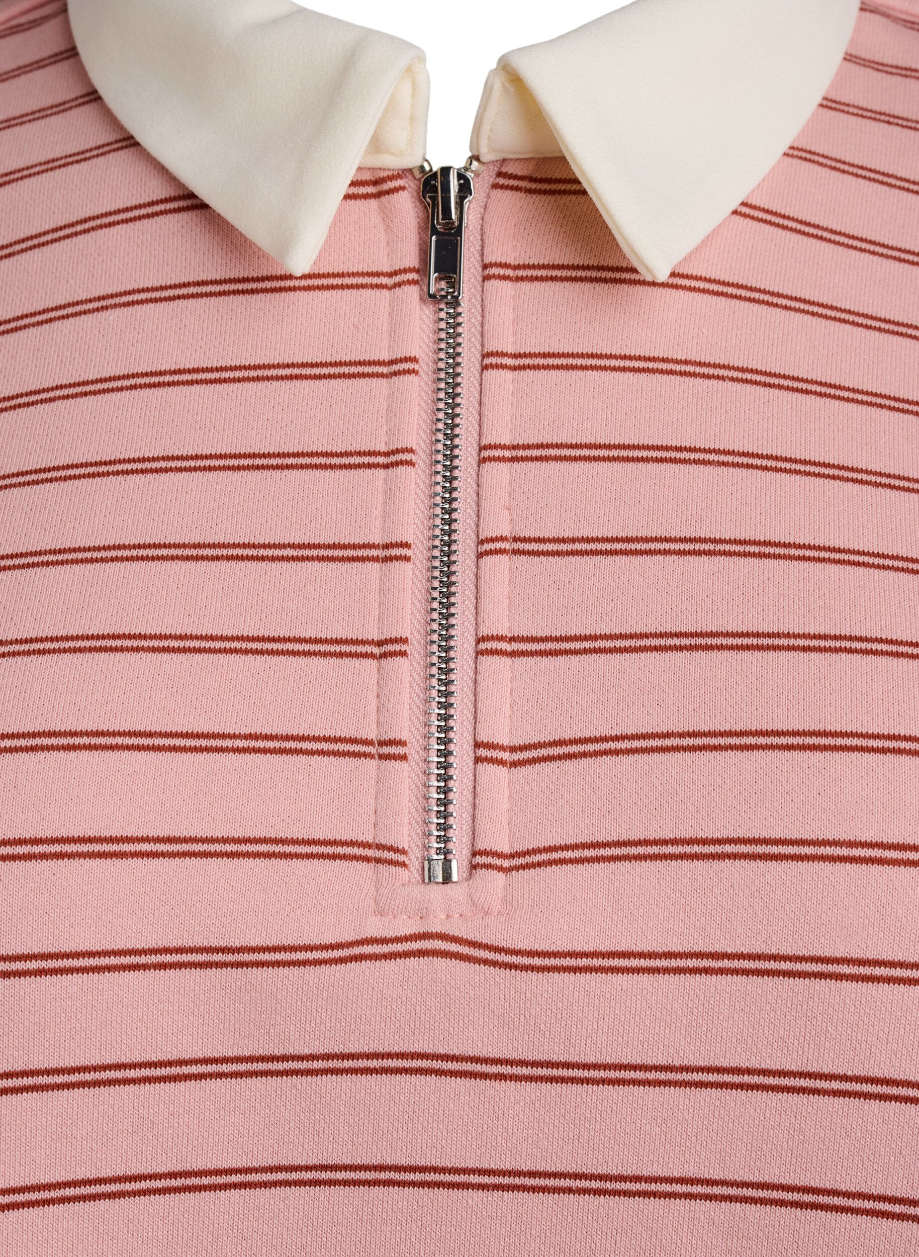 Zizzi Stripete poloskjorte med glidel&aring;s, Rosa, Packshot image number 2