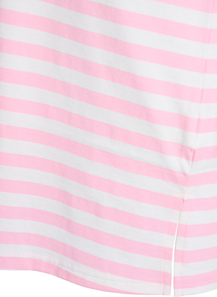 Lang natt-t-skjorte i økologisk bomull med striper, Rosa, Packshot image number 3