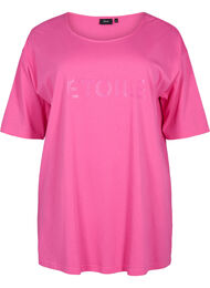 Oversized bomulls T-skjorte med mønster, Shocking Pink ÉTOILÉ