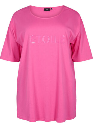 Oversized bomulls T-skjorte med mønster, Shocking Pink ÉTOILÉ, Packshot image number 0