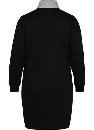 Kjole med lommer og justerbar midje, Black comb, Packshot image number 1