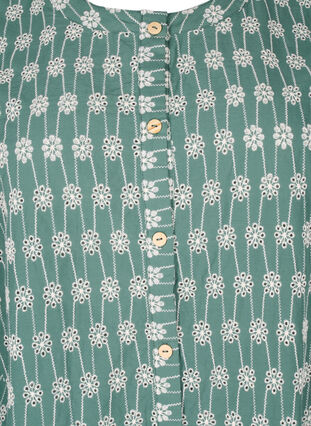 Zizzi Bomullsskjortebluse med blomstermønster, Dark Forest, Packshot image number 2