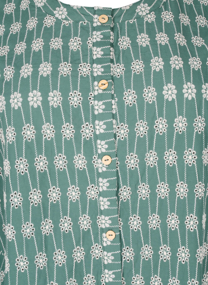 Bomullsskjortebluse med blomstermønster, Dark Forest, Packshot image number 2