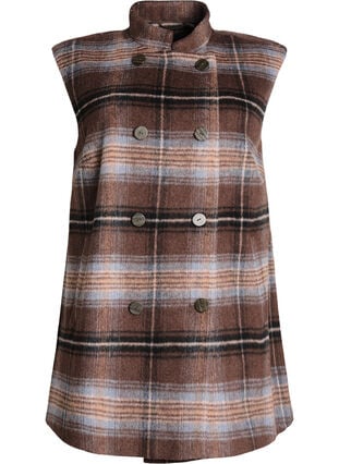 Zizzi Lang rutete vest, Brun, Packshot image number 0