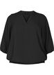 Bluse med smock og 3/4-ermer, Black, Packshot image number 0