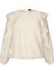 Bluse med rysjer og ballongfasong, Vanilje, Packshot image number 0