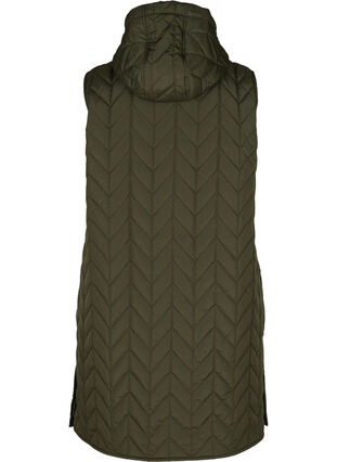 Lang quiltet vest med hette, Forest Night, Packshot image number 1