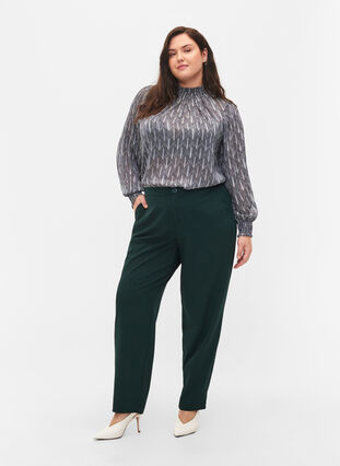 Mønstrete bluse med smock, Sky Captain Leaf, Model image number 2