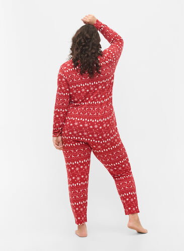 Bukser med julemønster, Tango Red/White AOP, Model image number 1