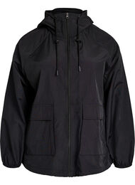 Lett jakke med hette og lommer, Svart