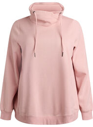 Genser med h&oslash;y hals og lommer, Rosa