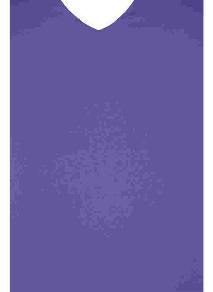 Bluse med 3/4-ermer og V-hals, Ultra Violet, Packshot image number 2