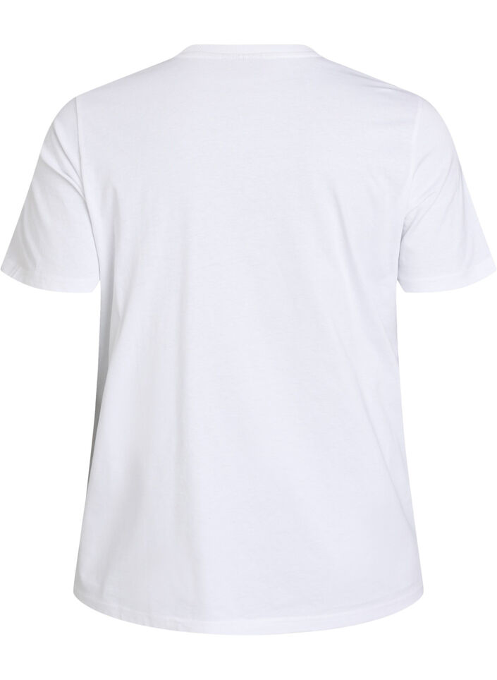 T-skjorte i &oslash;kologisk bomull med sitrustrykk, Hvit, Packshot image number 1