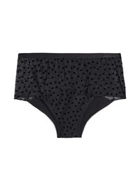 Hipster menstruasjonstruser i mesh med hjertedetaljer, Svart Hipster menstruasjonstruser i mesh med hjertedetaljer