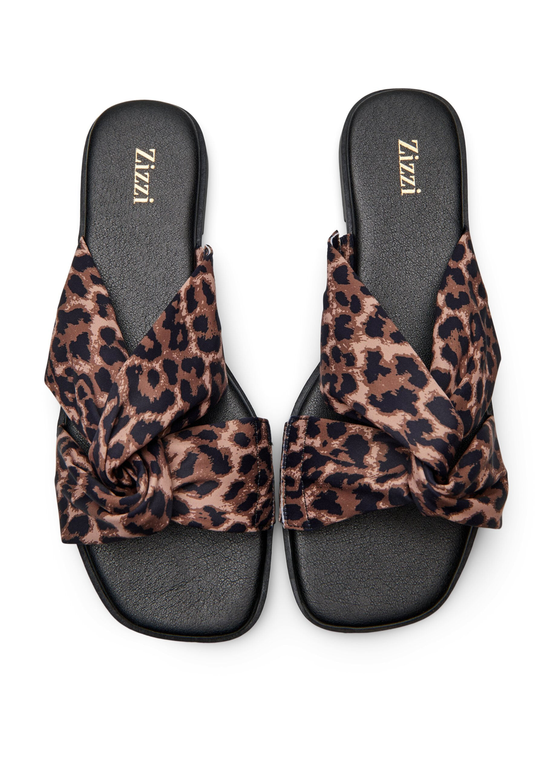 Zizzi Flate sandaler med kryssede satinstropper, Brun, Packshot image number 2