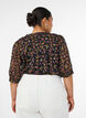 Bluse med blomstertrykk og V-hals, Svart, Model image number 2