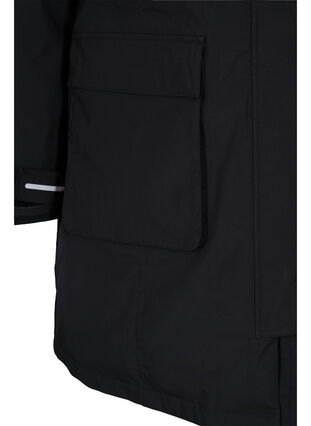 Vinterjakke med lommer og refleksdetaljer, Black, Packshot image number 3