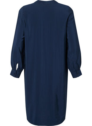 Langermet kjole i viskose med sløyfe, Total Eclipse, Packshot image number 1