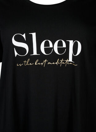 Kortærmet nattkjole i økologisk bomull, Black Sleep, Packshot image number 2